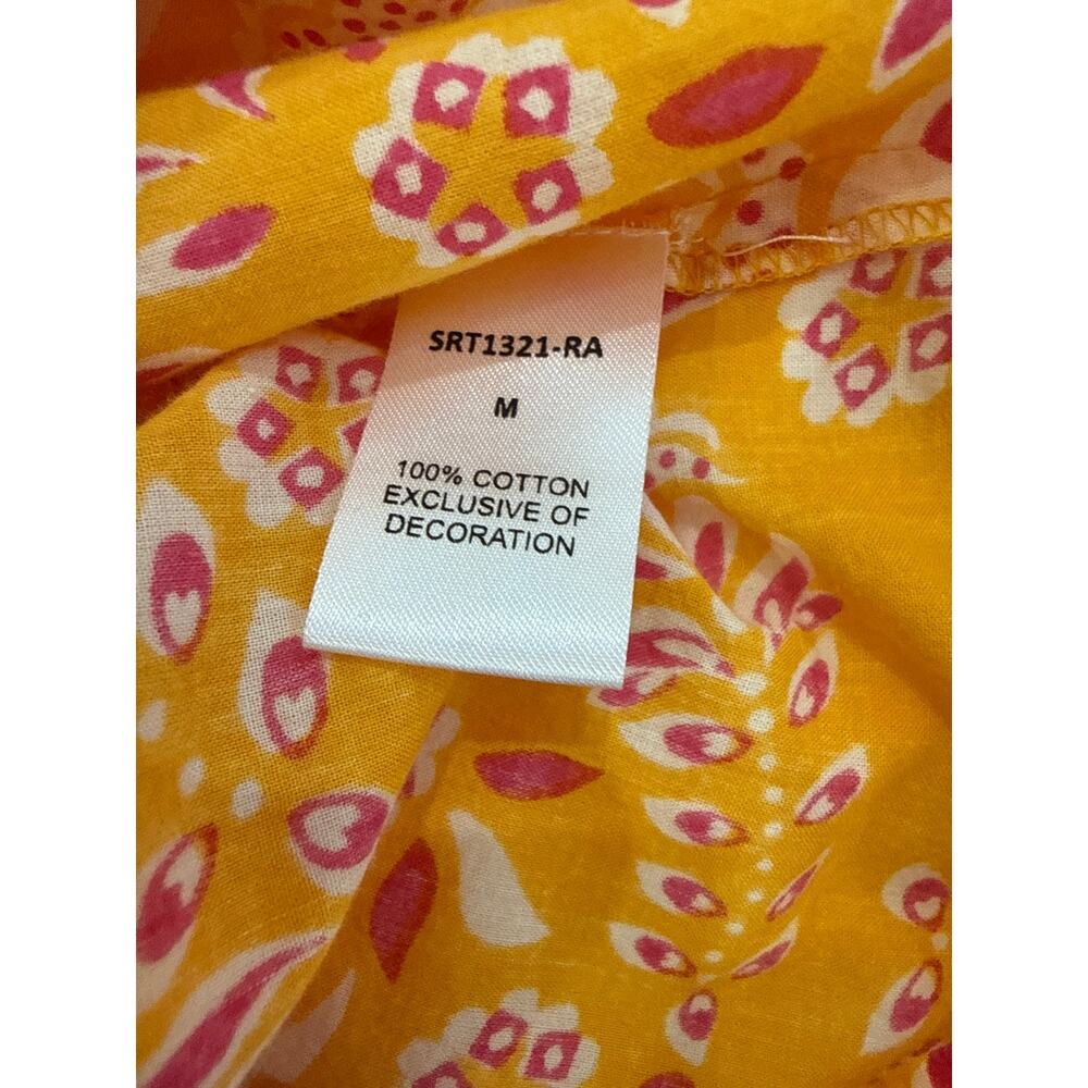 THML Floral Boho Blouse M Yellow Pink Sleeveless Flowy Top EUC - Picture 7 of 7